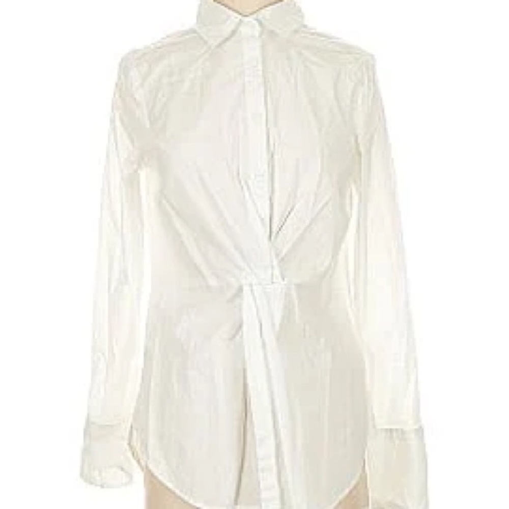 Lola River Shirt Women's Large White Long Sleeve Button Twist Front Blouse